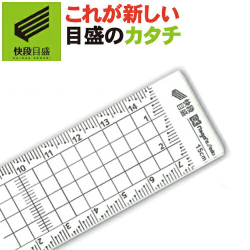 【ゆうパケット送料無料】【快段目盛**かいだんめもり**】アクリル方眼定規 15cm AGS-15KD【日本製】新潟精機【ものさし 定規 文房具 スケール】