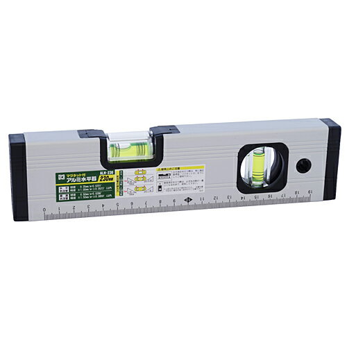 アルミ水平器 マグネット付 230mm ALM-230 新潟精機 【水平器 測量 測定 水平出し】