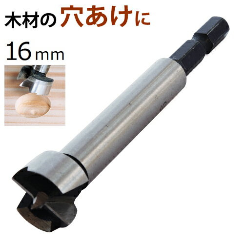 フォスナービット 16mm FB-16 シャンク径6.35mm 六角 新潟精機 【木工用 座ぐりドリル 穴あけ 加工 ホールソー 切削工具 DIY 工具】