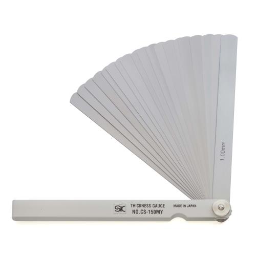 シクネスゲージ カラースリーブタイプ 白 CS-150MY 幅12.7mm 長さ150mm 19枚組 0.03-1.00mm 新潟精機 【日本製】 【隙間ゲージ シックネス シムゲージ 隙間測定】