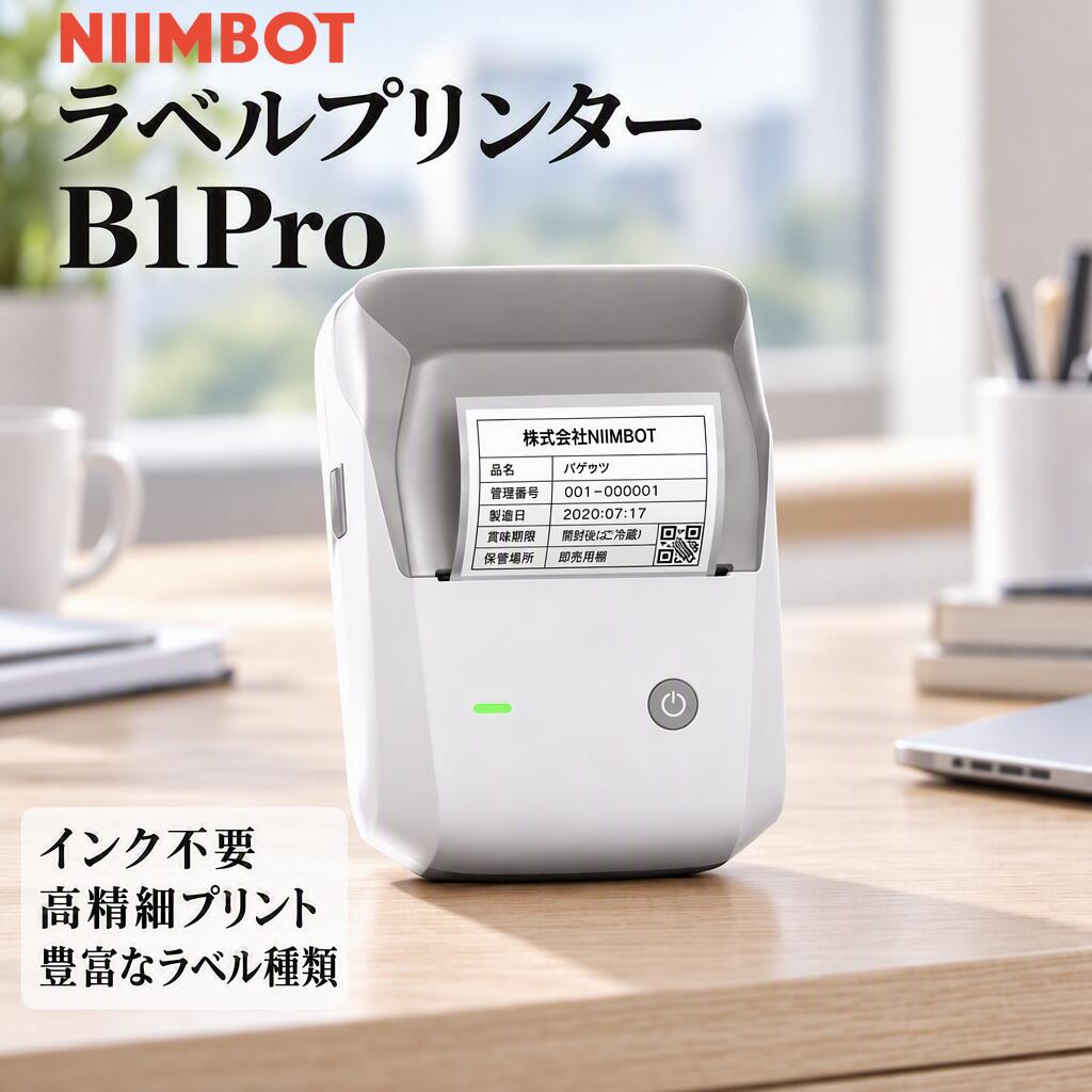 【10/14 20時〜先着10名様 最大500円OFFcpあり】ラベルプリンター NIIMBOT B1Pro スマホ対応 テプラ niimbot 感熱ラベルライター 20～50mm幅対応 値札プリンター 商業プリンター 20～50mm幅対応 Bluetooth 300DPI高解像度 名前ラベル 食品表示 梱包ラベル 防水対応