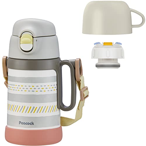 ピーコック魔法瓶工業(The-peacock) ピーコック 水筒 子供 2WAYタイプ グレー 450ml 保冷 保温 直飲み コップ キッズ