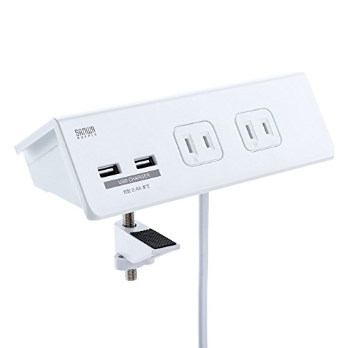 サンワサプライ USB充電ポート付き便利タップ(クランプ固定式) 2P・4個口+USB 2ポート TAP-B105U-3W サンワサプライ USB充電ポート付き便利タップ(クランプ固定式) 2P・4個口+USB 2ポート TAP-B105U-3W