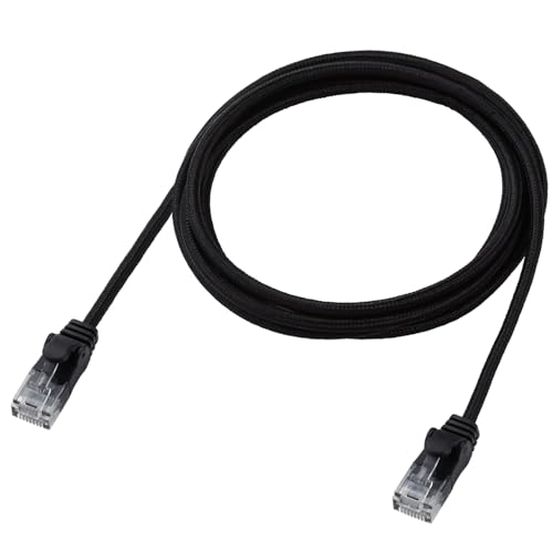 エレコム LANケーブル CAT6A 2m 爪折れ防止 メッシュケーブル ブラック ECLD-GPAM/BK20