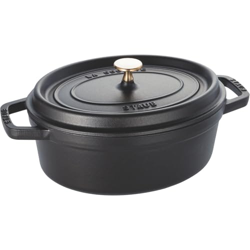 staub ストウブ 「 ピコ ココット オーバル ブラック 27cm 」 大きい 両手 鋳物 ホーロー 鍋 IH対応 【日本正規販売品】 La