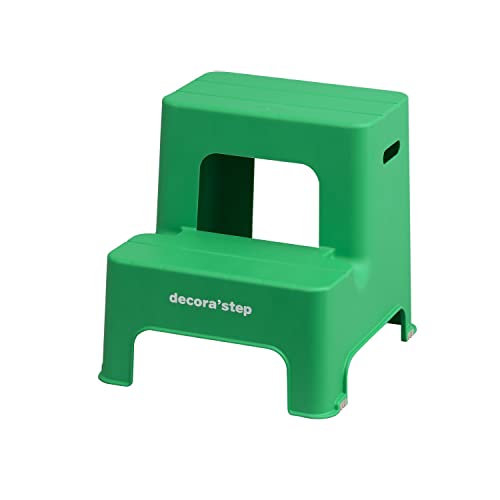 サンカ デコラステップ 踏み台 昇降ステップ台 グリーン 2段 広い足のせ部分と滑り止め加工 インテリア..
