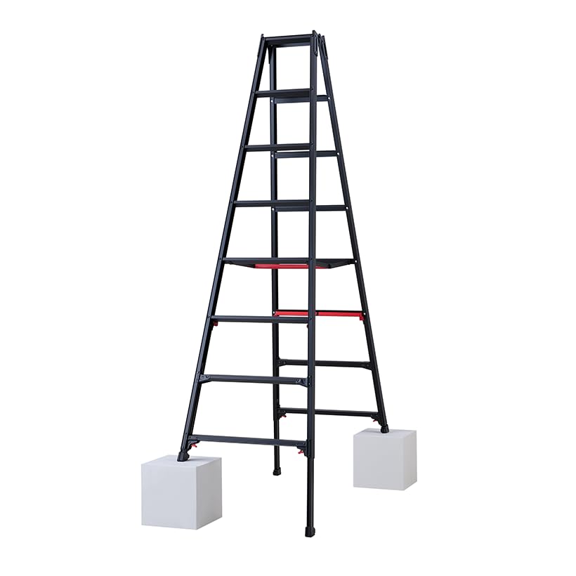 長谷川工業(Hasegawa) はしご兼用伸縮脚立(上部操作・ワンタッチバー付) ブラックシャガマン 8段 RYRB-..