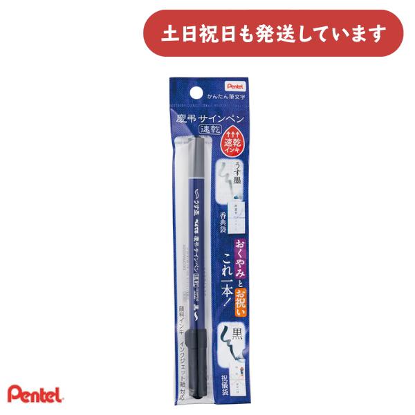 ぺんてる 慶弔サインペン 速乾 XSESWPD30文房具 文具 黒 うす墨 水性 顔料 Pentel 細字 硬筆