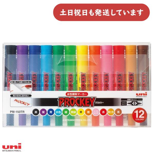 三菱鉛筆 プロッキー 水性顔料マーカー 太細両用 12色セット文房具 文具 筆記具 サインペン マーカー Uni ユニ