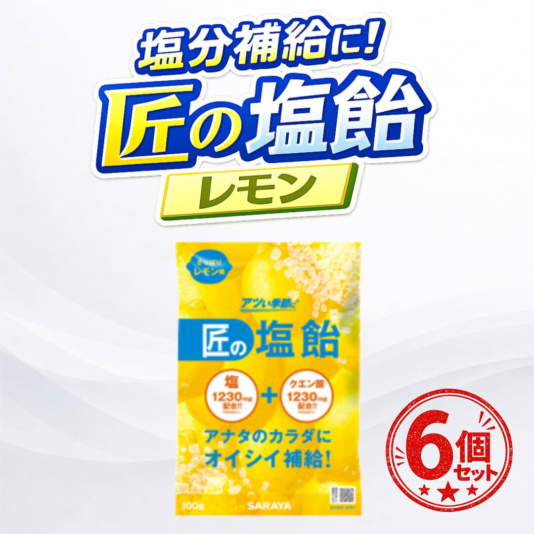 夏季限定商品！ サラヤ 匠の塩飴 レモン味 100g 6袋 塩分補給 熱中症対策 塩飴 個包装 夏対策 塩キャンディ 塩タブレット代替 業務用 ..