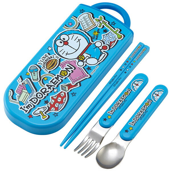 ドラえもん 抗菌食洗機対応スライド式トリオセット I'm Doraemon ステッカー スケーター 4973307607844〇 はし 食器 ハシ 持ち運び ケース付き ランチ 弁当 セット ギフト 誕生 祝い 入学 小学 中学 高校 大学 女性 女子 女児 男児 子供 スプーン フォーク 〇