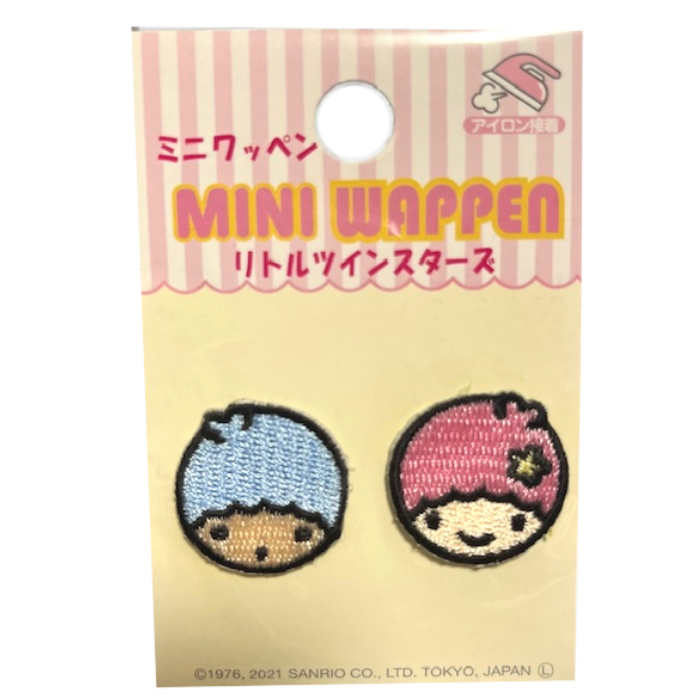 ミニ ワッペン リトルツインスターズ 4511329200492 アップリケ 体育座り キキララ ピンク ブルー 丸い..