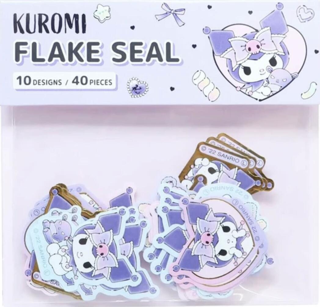 サンリオ クロミ フレークシール 08237 マイメロ キャラクター 黒 ブラック ステッカー 文具 可愛い 紫 パープル シール 手帳 ノート カワイイ かわいい キャラクター デコレーションのサムネイル