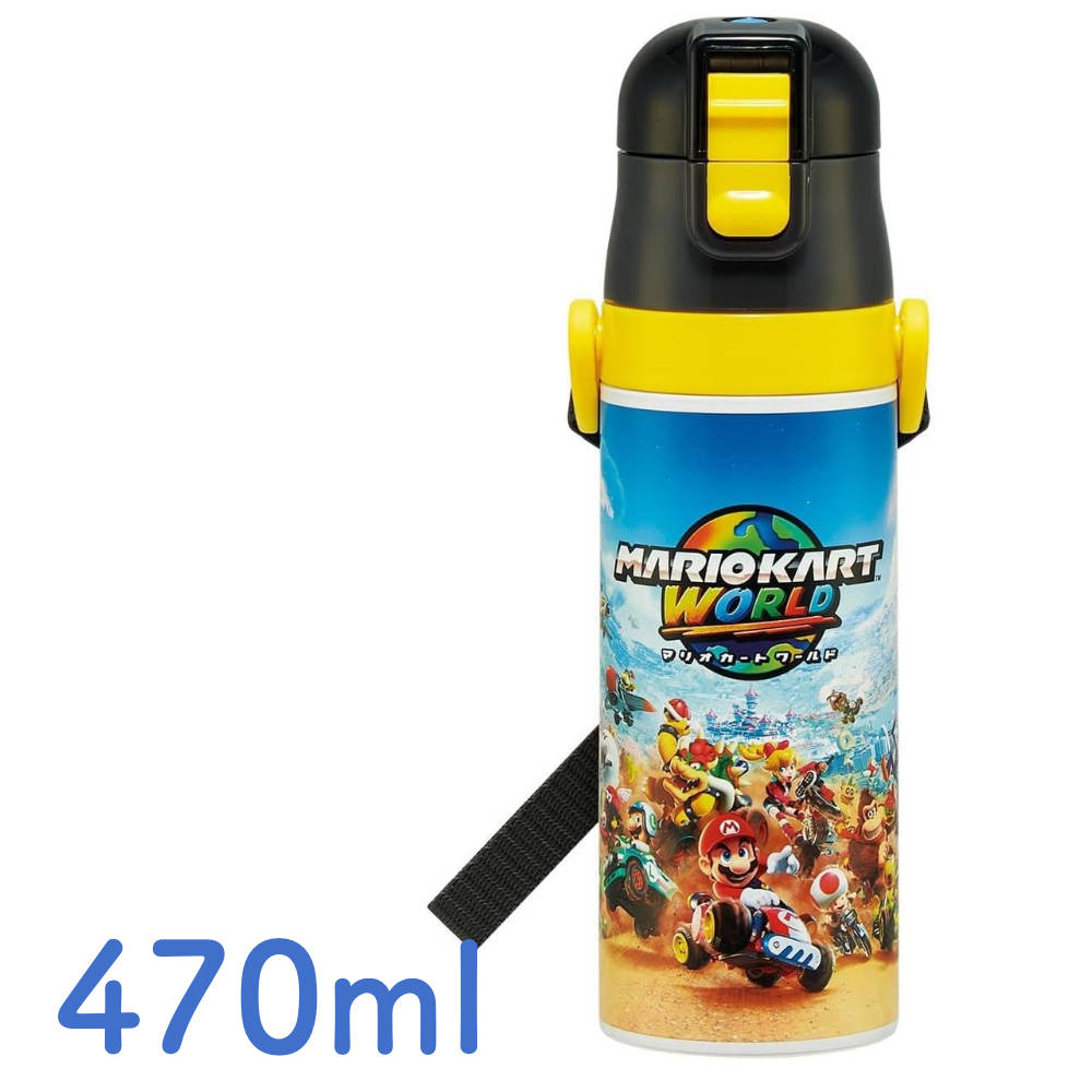 슈퍼 마리오 마리오 카트 월드 물통 아동용 직접 마시는 470ml 4973307722660 소년 보냉 전용 스테인레스 경량 타입 waterbottle 스포츠 병 키즈 어린이 물병 스케이터