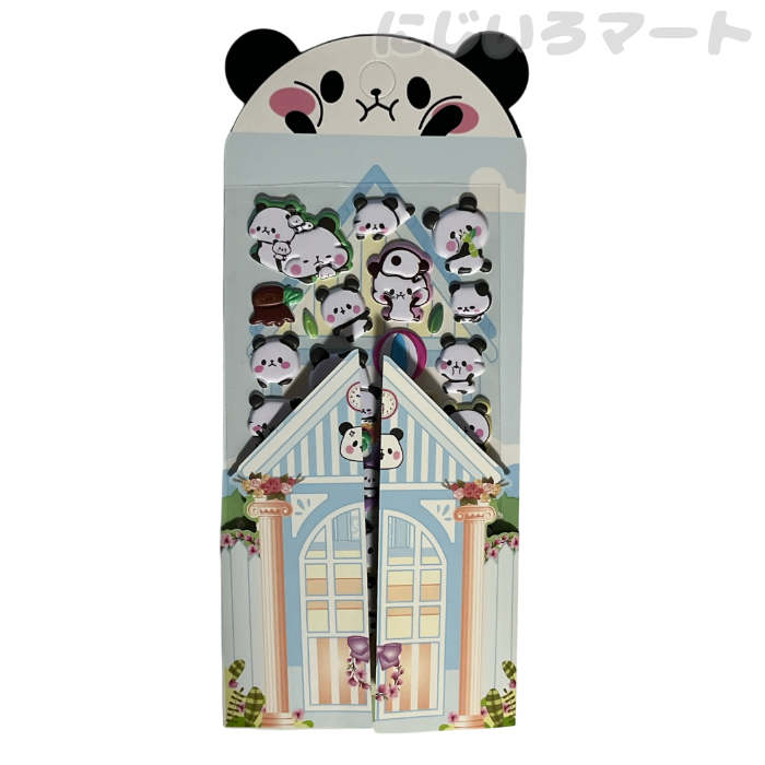 ぷにぷに パンダシール パンダ もっちりパンダ 4582424351389chibi 可愛い かわいい チビ イラスト アニメ 手帳 3Dシール ぱんだ 動物 白黒 プックリ プニプニ 立体 ぷくシール プクシール nijiiromart-10014593 買物サポーター にじいろマート サンプル画像2