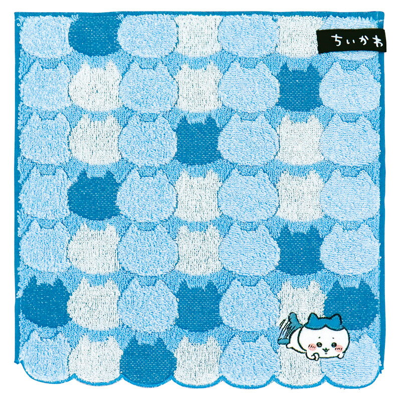 ちいかわ おかお タオルハンカチ（ブルー ハチワレ）