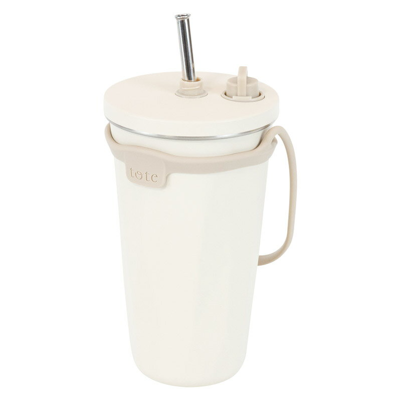 乐天商城 - トート ストローボトル570ml（アイボリー）