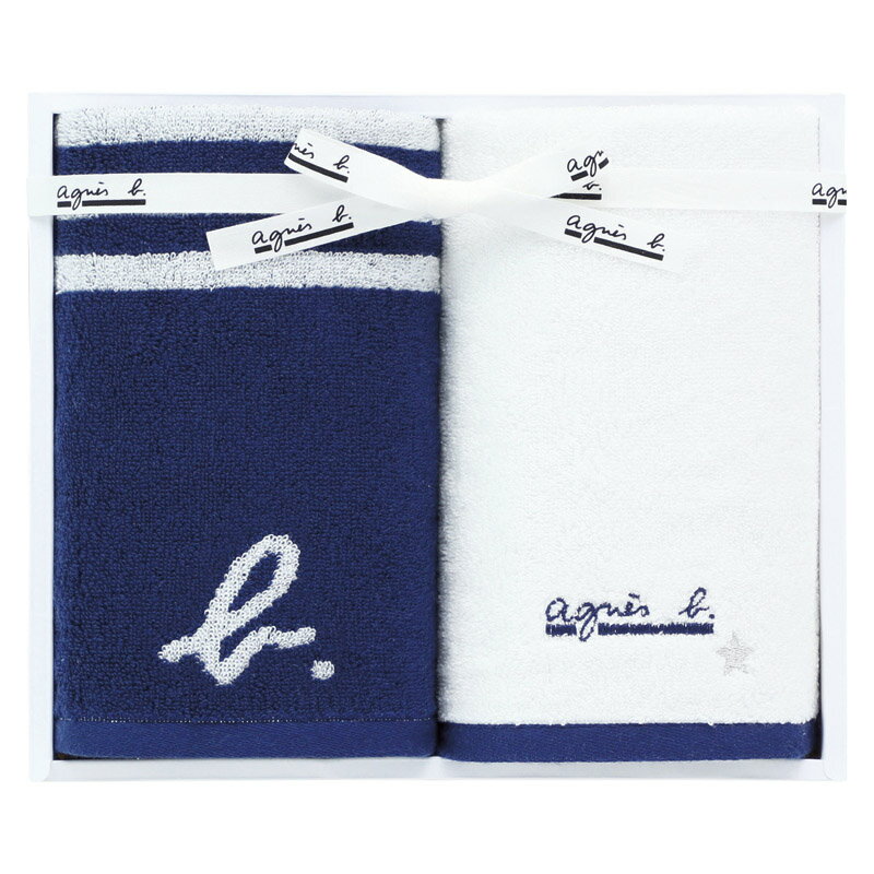 アニエスベー abマリニエール フェイスタオル2P（ダークブルー）