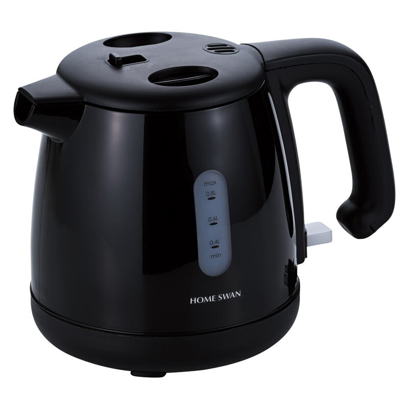 乐天商城 - HOME SWAN 転倒漏れ防止機能付き電気ケトル800ml（ブラック）