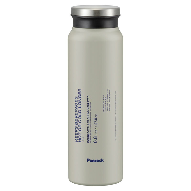 乐天商城 - ピーコック ステンレスボトル スクリューマグタイプ 800ml（ストーングレー）