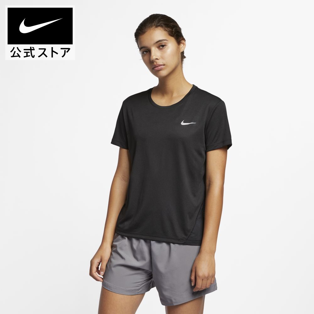 ナイキ Tシャツ レディース ナイキ マイラー ウィメンズ ショートスリーブ ランニングトップnike レディースTシャツ SU23 aj8122-010 プレゼント ウェア 黒 夏 半袖 父の日 TS15 mt30