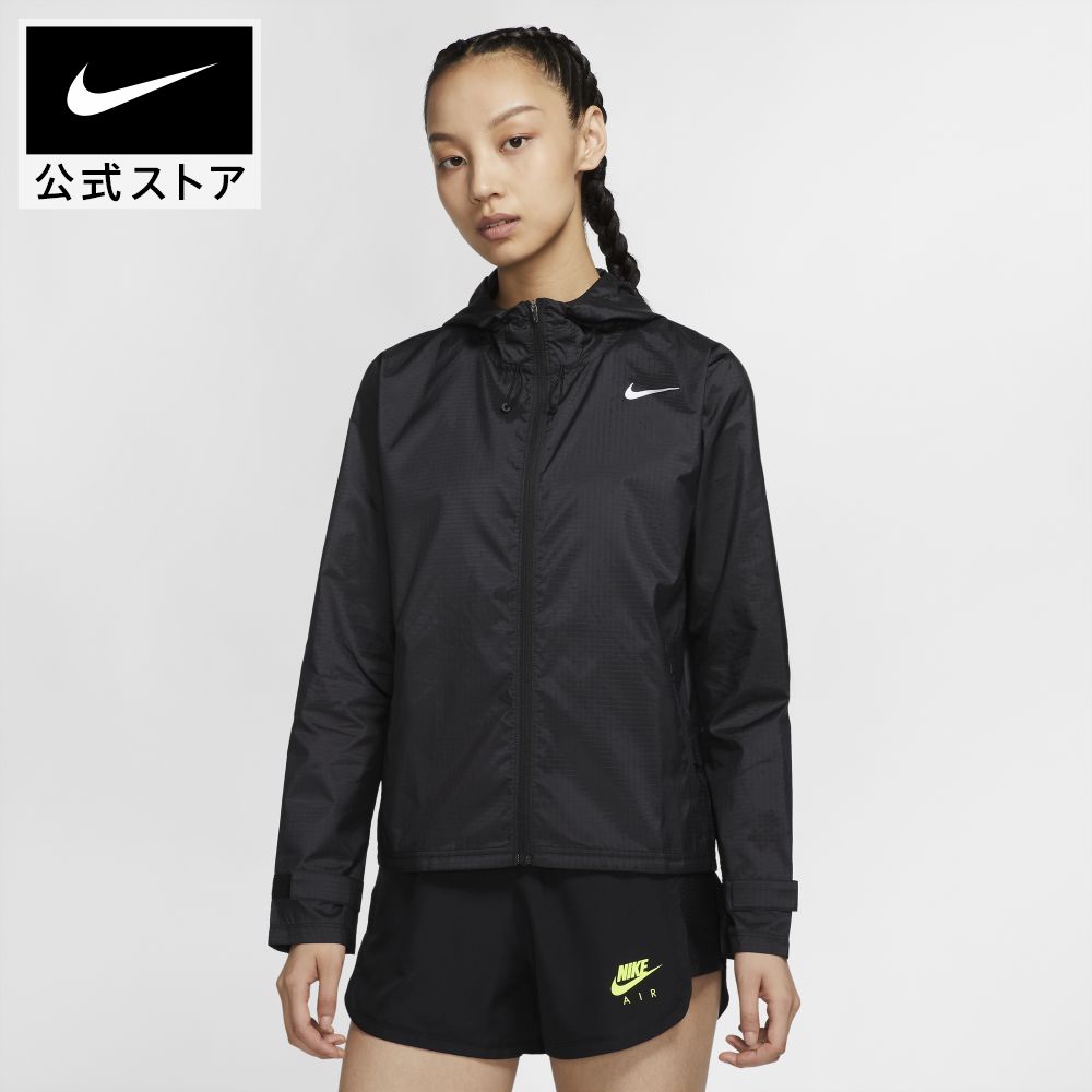 ナイキ エッセンシャル ウィメンズ ランニングジャケットnike レディース アウター付き 撥水 cu3218-010 防寒 パーカー ウェア 春ジャケット 黒 プレゼント 父の日 mt30