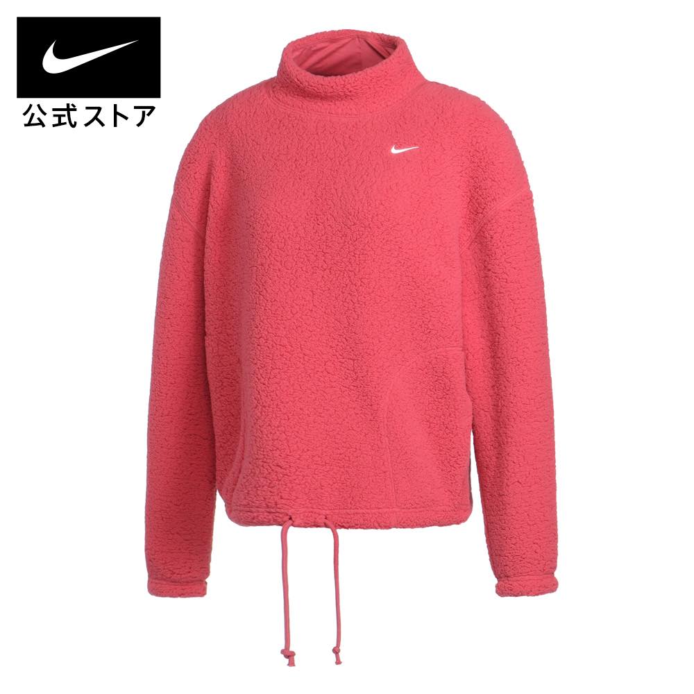 ナイキ Therma-FIT ウィメンズ フリース トレーニングスウェットシャツnike トップス 防寒 dv7297-622 長袖 フィットネス ウェア 白 ピンク あったか 父の日 ギフト プレゼント