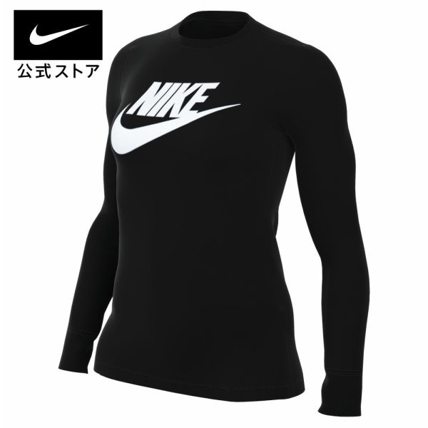 ナイキ ウィメンズ NSW ESNTL ICN FTRA L/S Tシャツnike ウェア トップス レディース ロングスリーブ dv6111-010 長袖 黒 白 ロンT プレゼント cpn15 父の日