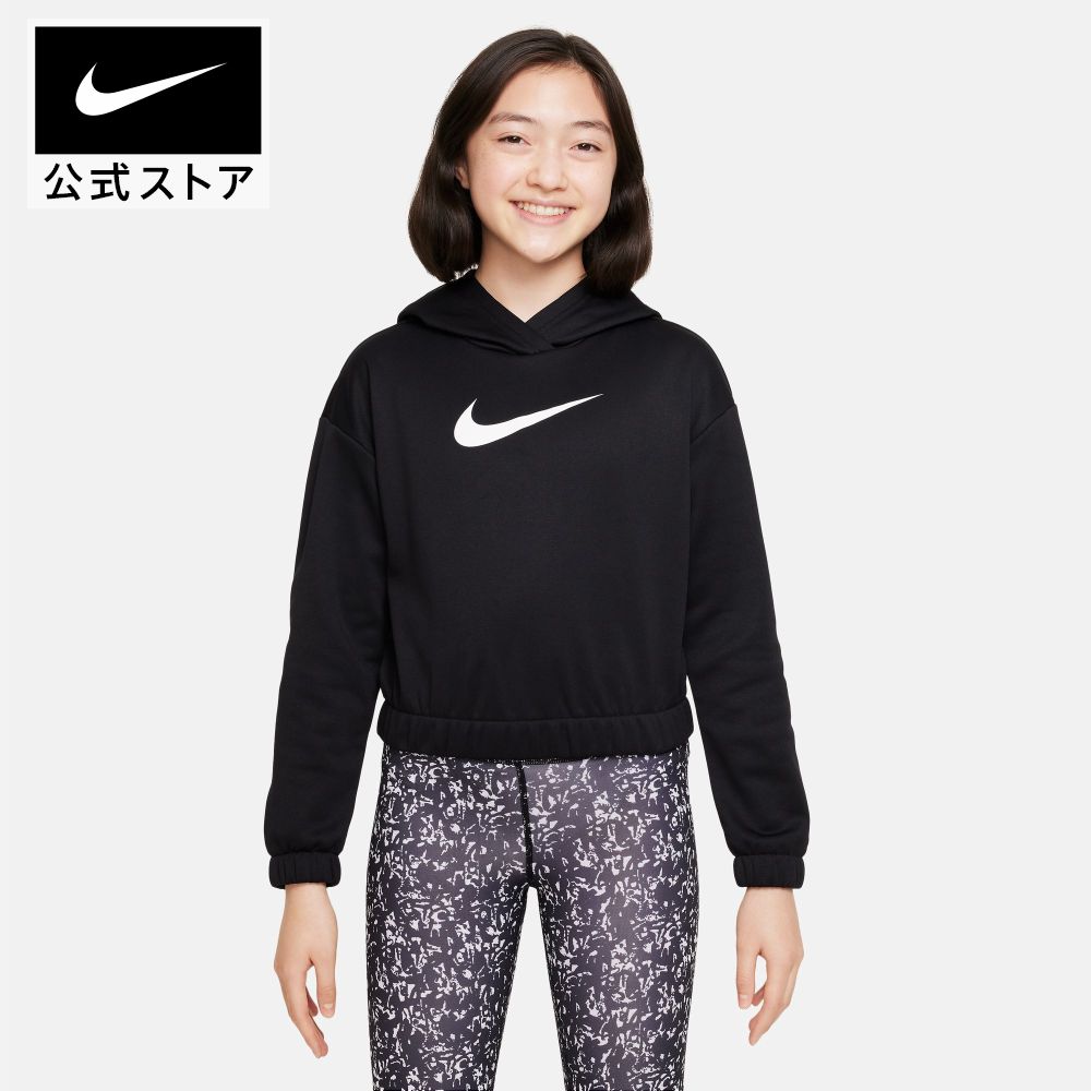 ナイキ YTH ガールズ TF グラフィック プルオーバー L/S フーディnike HO23 dq8845-010 キッズ ジュニア 女の子 長袖 ウェア 黒 白 パーカー 女の子 mt20