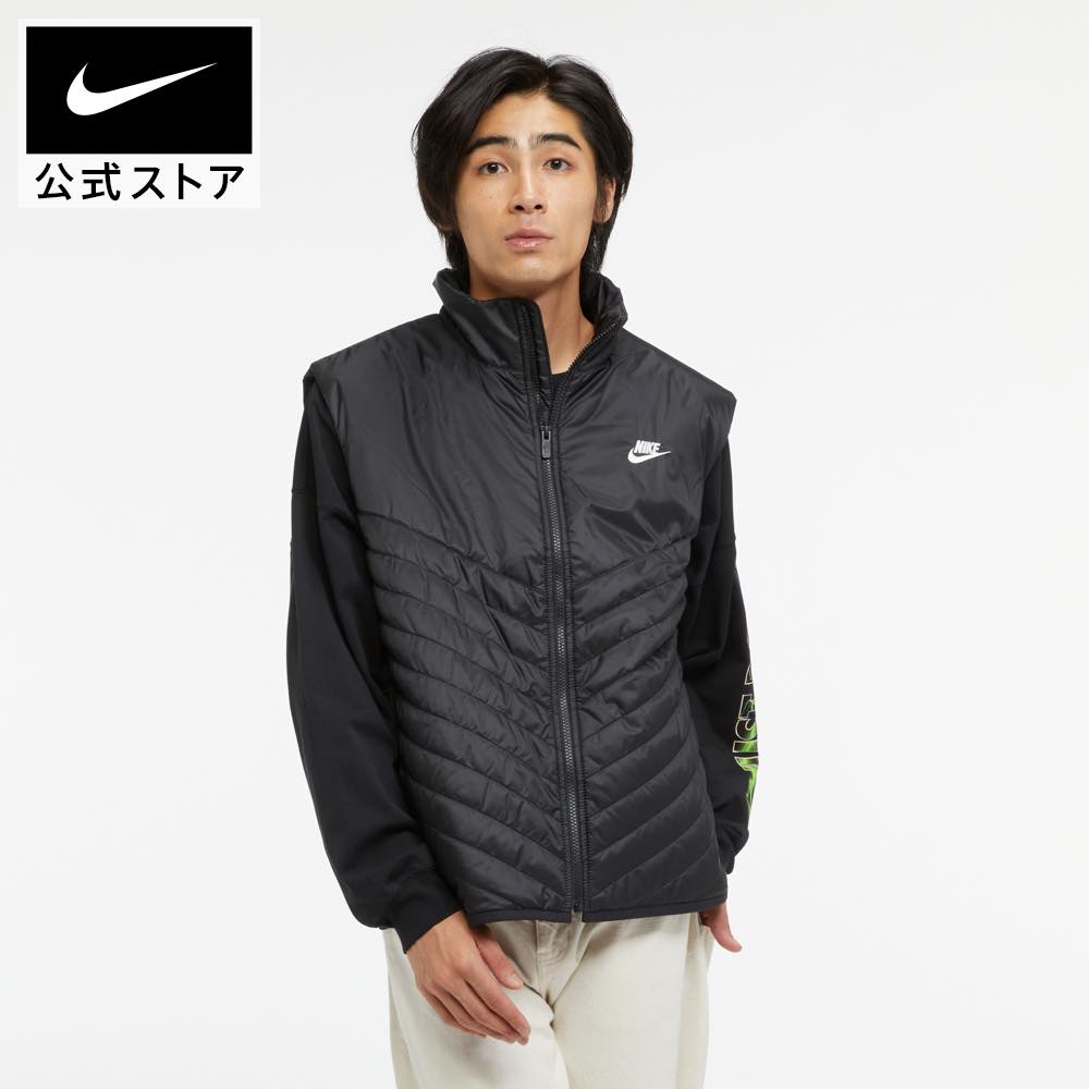 ナイキ Therma-FIT ウィンドランナー メンズ ミッドウェイト パファー ベストnike HO23 fb8202-011 防寒 プレゼント アウトドア ウェア 黒 あったか 父の日 ギフト cpn15