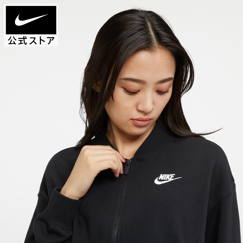 ナイキウェア クラブ フリース ウィメンズド クロップド フルジップ ジャケットnike HO23 fb7279-010 あったか 長袖 黒 白 15cpn mt30 mtm レディース 父の日 ギフト プレゼント