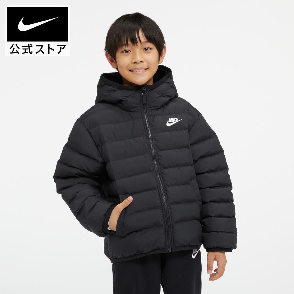 楽天NIKE 公式 楽天市場店ナイキウェア ライトウェイト シンセティック フィル ジュニア ルーズ フーデッド ジャケットnike キッズ アウター HO23 fd2845-010 アウトドア 黒 白 mtm