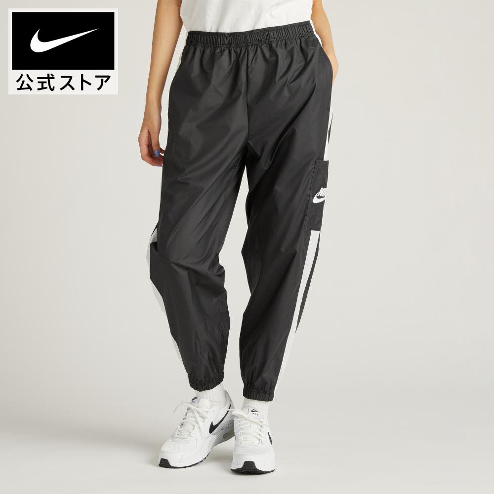 【15%OFFクーポン対象】ナイキウェア ウィメンズ ウーブン パンツnike アパレル レディース カジュアル パンツ ボトムス サステナブル 雨の日用 cj7347-010 アウトドア 黒 白 プレゼント 父の日 cpn15