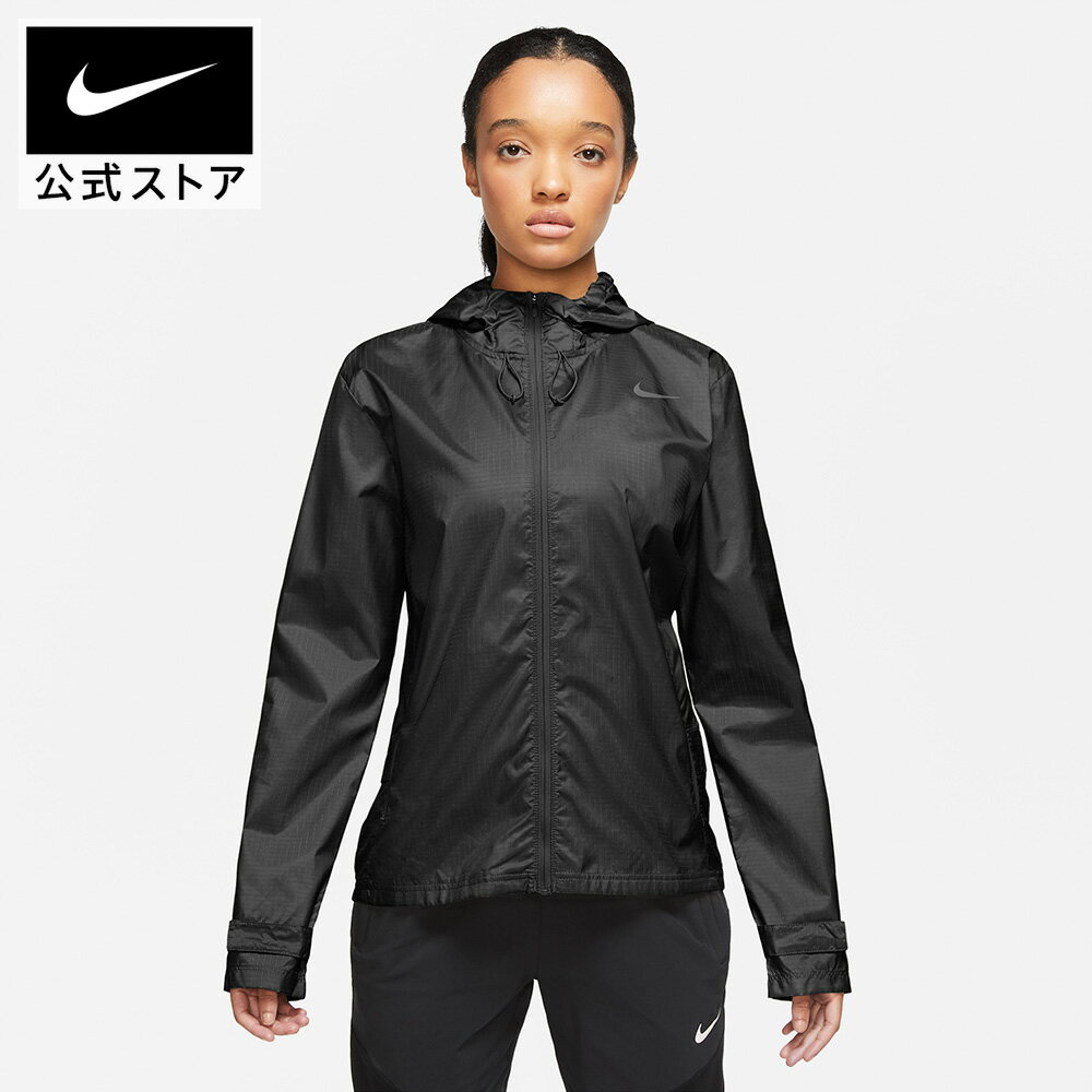 【期間限定価格 1.4 13:00〜1.9 12:59】ナイキ エッセンシャル ウィメンズ ランニングジャケット NIKE ランニング ウェア トップス レディース アウター付き 撥水 cu3218-010 防寒 パーカー 春ジャケット 黒