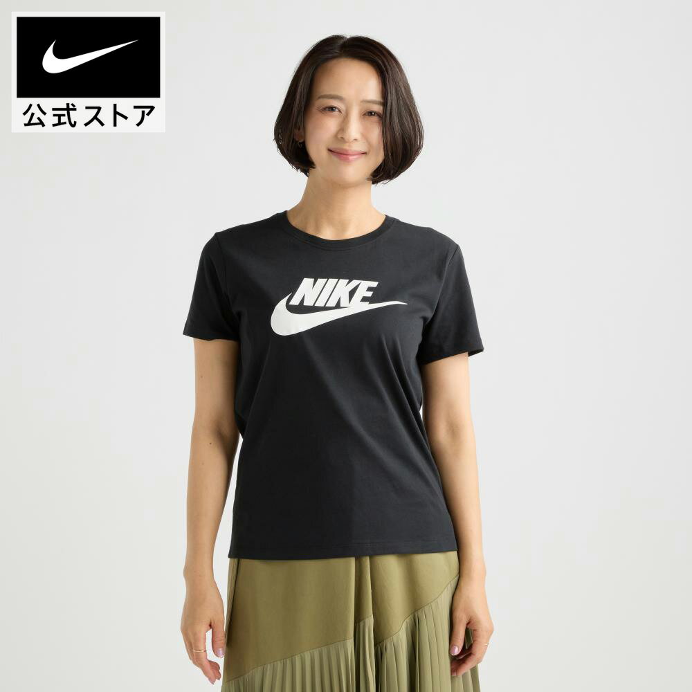 【KIDS・WOMENS40%OFFクーポン対象 4.29 12:00〜5.6 23:59】ナイキウェア エッセンシャル Tシャツ NIKE ウェア トップス ウィメンズアパレル レディース dv6095-010 半袖 黒 親子コーデ ラージロゴT 母の日
