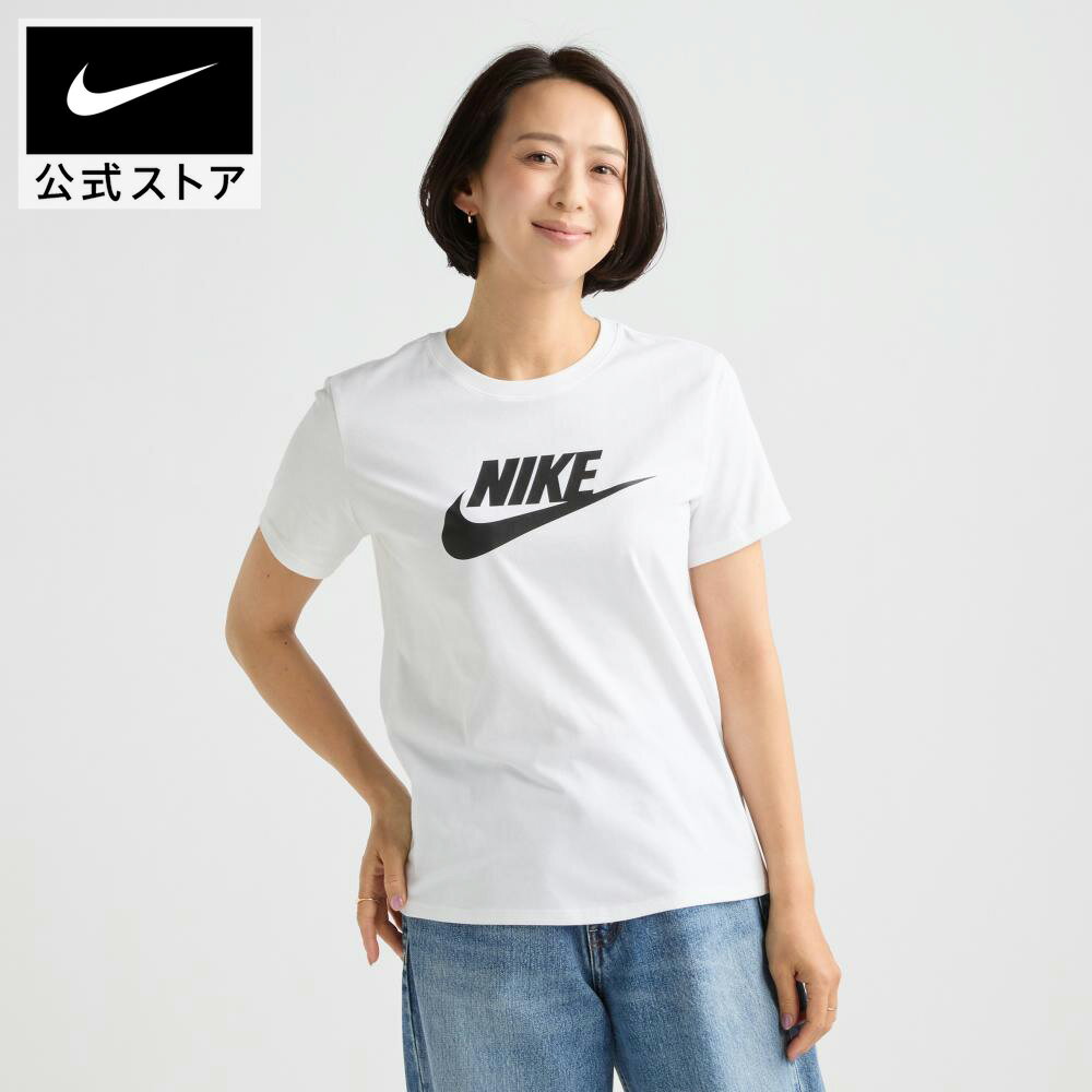 【KIDS・WOMENS40%OFFクーポン対象 4.29 12:00〜5.6 23:59】ナイキウェア エッセンシャル Tシャツ NIKE ウェア トップス Tシャツ ウィメンズアパレル レディース dv6095-100 半袖 黒 白 親子コーデ ラージロゴT 母の日