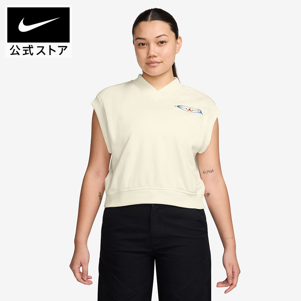 【40%OFFクーポン対象 11.28 0:00〜11.30 23:59】ウィメンズジョーダン BRK FLC FT ベスト GFX NIKE ウィメンズ ノースリーブ Vネック Jordan JumpMan 軽量フリース 着心地 クラシック ナチュラルカラー if0065-133 FA25