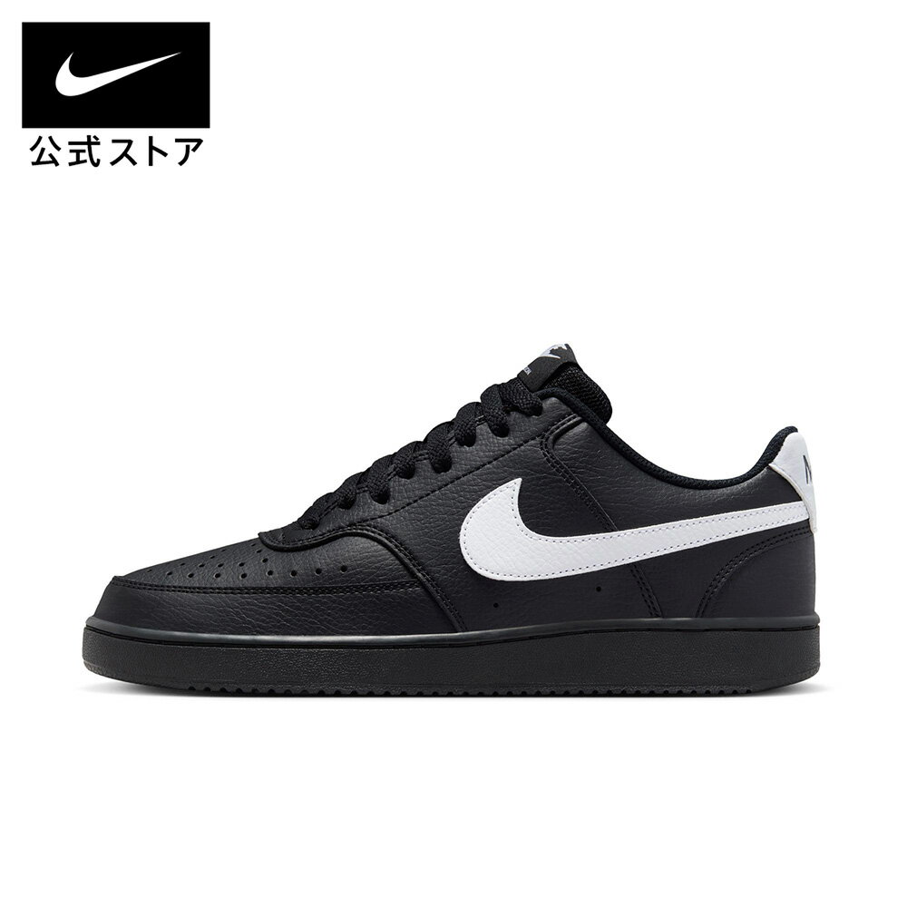 ナイキ コート ビジョン LOW NIKE メンズ ローカット スニーカー クラシックスタイル レトロ 80年代 80's 合成皮革 パンダカラー ブラック ホ...