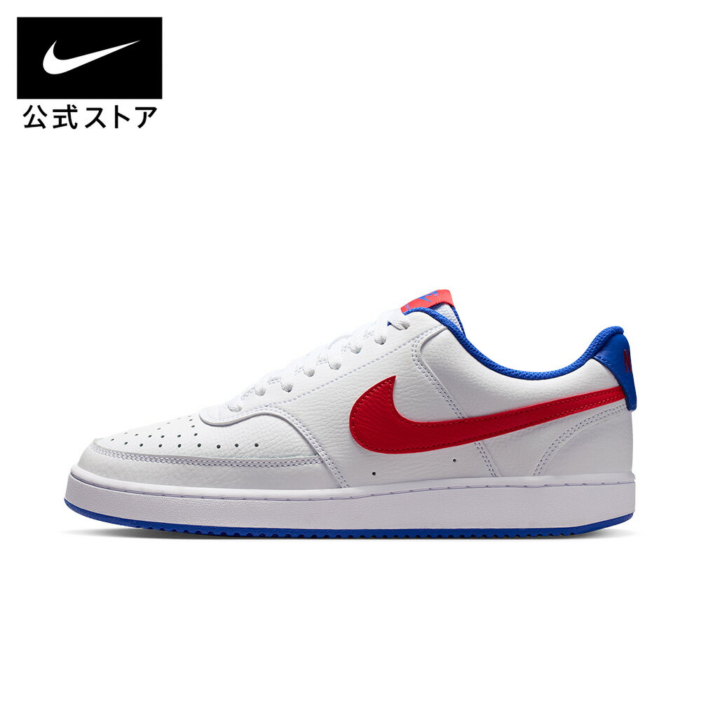 乐天商城 - ナイキ コート ビジョン LO NIKE メンズ ローカット スニーカー ライフスタイル オールドスタイル レトロ クラシック レザー テキスタイル トリコロール 24.5cm-30cm DB5945-161 SU26
