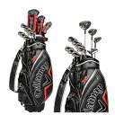 メーカー名 キャロウェイ（Callaway） 基本仕様 ヘッドウッド（W1・W5・U5）3本、アイアン（I5-9、PW、SW）7本、パター、キャディバッグ 素材ヘッド：W1（チタン）、W5、I6-9、PW、AW、SW、パター（ステンレススチール）、キャディバッグ：PU シャフトウッド・アイアン：X HOT カーボンシャフト（R） 付属品専用トルクレンチ（ドライバー用）、ヘッドカバー（W1・W5・U5・パター）、ネームプレート付き スペック表 番手 1W 5W 5H 6I 7I 8I 9I PW AW SW PT ロフト（°） 10.5 19 25 28 32 36 40 44 49 54 3 ライ（°） 58.5 58 59.5 62.5 63 63.5 64 64 64 64 70 クラブ長さ（インチ） 45.25 42.5 39.5 37.5 37 36.5 36 35.75 35.5 35.25 34 クラブ重量（g） 311 327 371 382 388 395 405 408 411 415 - バランス D0 D0 D0 D0 D0 D0 D0 D0 D0 D0 - 取扱い一覧 内容 フレックス R（カーボンシャフト） クラブ11本セット+CB クラブ11本セット+CB R（カーボンシャフト） 商品説明 X HOTシリーズが、高級感あふれる精悍なゴルフバッグとともに、パッケージセット仕様に改良されて登場です。製品名だけでも、飛距離が出そうな勢いの10本を、当時のUS仕様のカラーリングでラインアップ。加えてパターには、2020年リリースのEYE TRAX#7パターを採用しました。ビギナー、初心者だけにとどまらず、中級以上のゴルファーにも充分対応可能な、計11本。パッケージセットのスタンダードを変えてしまいそうな豪華さとクオリティです。●X HOTドライバー、フェアウェイウッド、ユーティリティ。2013年に爆発的にヒットしたX HOTシリーズ。マットグレー仕上げ、ドライバーはアジャスタブルホーゼル仕様により調整可能。●X HOTアイアン。ラージヘッドサイズのキャビティバックアイアン。ソール幅も広く、適度なグースネックにより、ボールが上がりやすく、またスクエアインパクトしやすい。●EYE TRAXパター#7。2本のアライメントと赤いドットにより、正確にセットアップしやすい。人気のツノ型形状により、ストローク軌道も安定。ソフトな打感のWHITE HOT RXインサートにより、ディスタンス系ボールとの相性も抜群。●キャディバッグ。9インチサイズでPU素材を多く採用。また、シボ加工した本体生地が高級感をもたらします。一時代を築いた、あのホットなシリーズがパッケージセット仕様となって登場2013年の大ヒット作、X HOTシリーズが、高級感あふれる精悍なゴルフバッグとともに、パッケージセット仕様に改良されて登場です。製品名だけでも、飛距離が出そうな勢いの10本を、当時のUS仕様のカラーリングでラインアップ。加えてパターには、2020年リリースのEYE TRAX #7パターを採用しました。ビギナー、初心者だけにとどまらず、中級以上のゴルファーにも充分対応可能な、計11本。パッケージセットのスタンダードを変えてしまいそうな豪華さとクオリティです。あの「X HOT」を彷彿とさせる豪華なパッケージセットX HOTは、2013年に大ヒットを記録した人気シリーズの名前で、当時の製品はプロからアマチュアまで、多くの愛用者を生み出しました。今回は、パッケージセット仕様に設計をリニューアルし、ウッド系にロフト10.5度で現行のアジャスタブルホーゼルを採用したドライバー、19.0度のフェアウェイウッド#5、25.0度のユーティリティ5Hを組み込みました。カラーリングはすべて2013年当時のUS仕様のものを踏襲しており、基調カラーのマットグレーに白と赤の差し色が映え、とてもスタイリッシュなデザインとなっています。安心感があり、ボールも上がりやすいX HOTアイアン#6～9、PW、AW、SWの7本には、ラージヘッドのX HOTアイアンがセットされています。キャビティバック形状で、適度なオフセットもあり、ソール幅も広めということで、構えたときの安心感やボールの上がりやすさ、スクエアインパクトのしやすさ、ダフリのミスへの強さといった長所を持っているモデルです。こちらもカラーリングは、2013年当時のUS仕様のものとなっています。ソフトなインサートを搭載したEYE TRAXパターの#7を採用「X HOTパッケージセット」のパターには、EYE TRAXパターの#7を採用しました。EYE TRAXパターは、全体的にブラックカラーのヘッドに、太めの白い2本のアライメントラインと、その間に入れられた赤いドットが特徴の1つ。黒と白のはっきりしたコントラストとドットの赤い色により、ターゲットに対して正確にセットアップとストロークがしやすいパターです。また#7は、2本のツノが後方に出たような形状となっており、ストロークの軌道が安定しやすいということで人気のヘッドタイプです。フェースには、打感がソフトなWHITE HOT RXインサートを搭載しています。従来のパッケージセットよりも、やさしさを重視したセッティング今回のセッティングで特筆すべきは、従来のパッケージセット以上にやさしさが考慮されている点です。2019年発売のWARBIRDパッケージセット（10本セット）と比較すると、難しいI#5の代わりに、より距離を安定して出していきやすい5Hが入り、グリーン周りでのクラブ選択に幅を与えてくれるAWも増やされて、計11本のセットとなっています。よりコース攻略のしやすい顔ぶれになったと言えます。ヘッドカバーは新デザインで、ゴルフバッグは高級感ある佇まいクラブとセットになっているヘッドカバー、ゴルフバッグにも注目です。ドライバー、フェアウェイウッド、ユーティリティのヘッドカバーは2013年当時のものではなく、新たにデザインして製作されたものとなっています。ゴルフバッグは9インチのサイズで、ふんだんに使用したPU素材と、本体生地に入れられたシボ加工の模様により、高級感のある仕上がりです。どちらもクラブのカラーリングに合わせて、基調カラーのブラックに赤と白の差し色を配置しており、とても精悍な印象です。