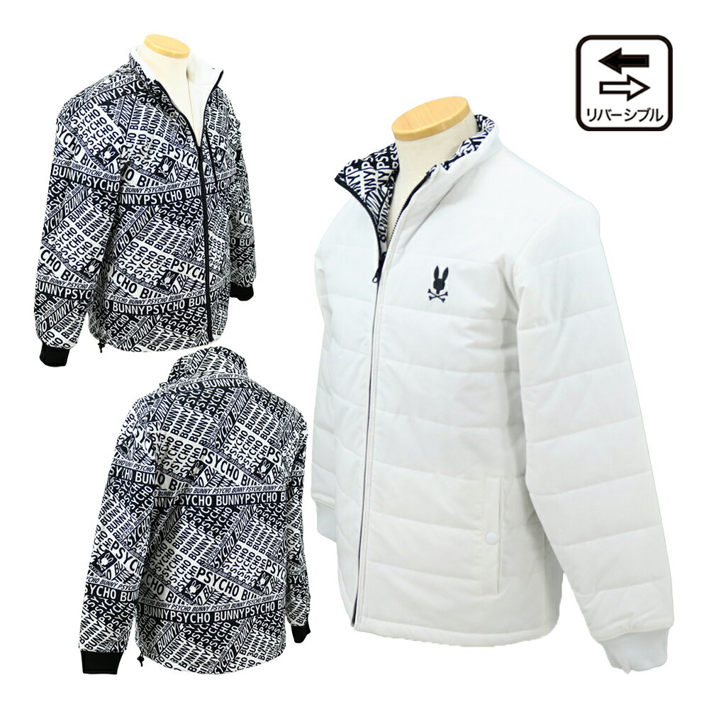 サイコバニー（PsychoBunny） 総柄フォントロゴ リバーシブルブルゾン GF622 メンズウェア 25 秋冬モデル
