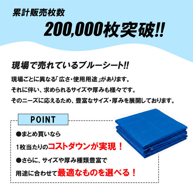 【累計販売20万枚!!】10枚セット ブルーシート 3.6m × 5.4m #1000 アウトドア 軽量 レジャー 養生シート 防水 作業 イベント 災害 現場 防災 工具 台風 BBQ お花見 ピクニック DIY 雨除け 台風対策 敷物 建築 建設 現場用 建築資材 作業用品 業務用 建設現場 作業現場 nikken-store-10000260 NIKKEN STORE サンプル画像2