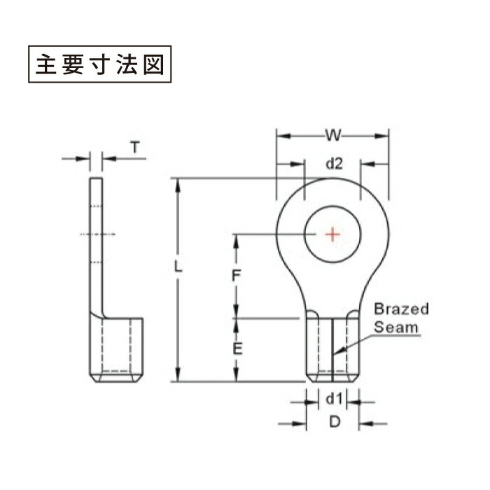 R型裸圧着端子 N-RNBS2-4 100個入り スタッド径M4 全長14.4mm (日機直販) 2