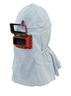 NIKKO【日本光器製作所】溶接面　床革製　開閉頭巾　開閉式【熔接・溶断・保護・建築・造船・建設・工..