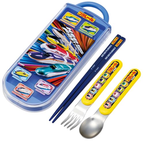 スケーターSkat カトラリーセット 子供用 お弁当 箸 スプーン フォーク スライド式 名前シール付 抗菌 トリオセット プラレール 25