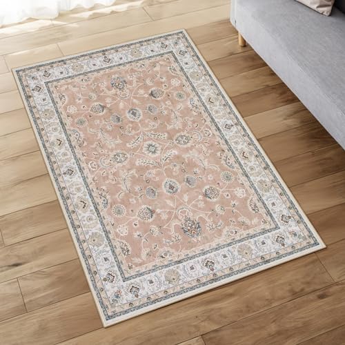 玄関やキッチンの足元に、ペルシャ風のラグを敷きたいと思っていませんか。90×150cmなら、ちょうどいいサイズですよね。ペルシャ風のラグマット（90×150cm・約1畳・コーラルピンク・滑り止め付き）です。■ 主な特長平織り生地にペルシャ風の柄をプリントしています。裏面は不織布の滑り止め加工です。毛足がなく、ゴミが絡みにくい作りです。■ サイズ・仕様サイズ：90×150cm厚さ：約4〜8mm表面素材：ポリエステル100％カラー：コーラルピンク