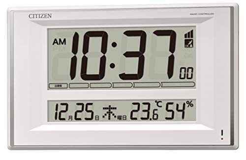 リズム(RHYTHM) シチズン 掛け時計 置き時計 兼用 電波時計 温度 湿度 カレンダー 付き 白 CITIZEN 8RZ224- 送料　無料