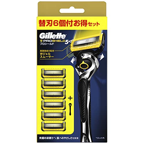 Gillette プロシールド カミソリ 本体 1コ 替刃 6コ付 うち1コは本体に装着済 送料　無料