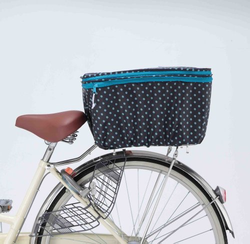 川住製作所 自転車 2段式後カゴカバー KW-510BD ブラック/ブルードット 送料　無料