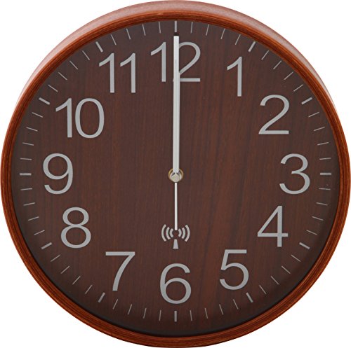 掛け時計 直径28cm ブラウン 電波 木製 プライウッド 27351 送料　無料